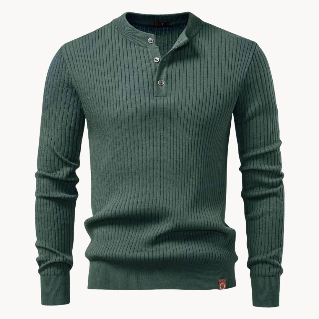 Herrenpullover mit Rundhalsausschnitt und Knopfverschluss für den täglichen Gebrauch-Velnorah