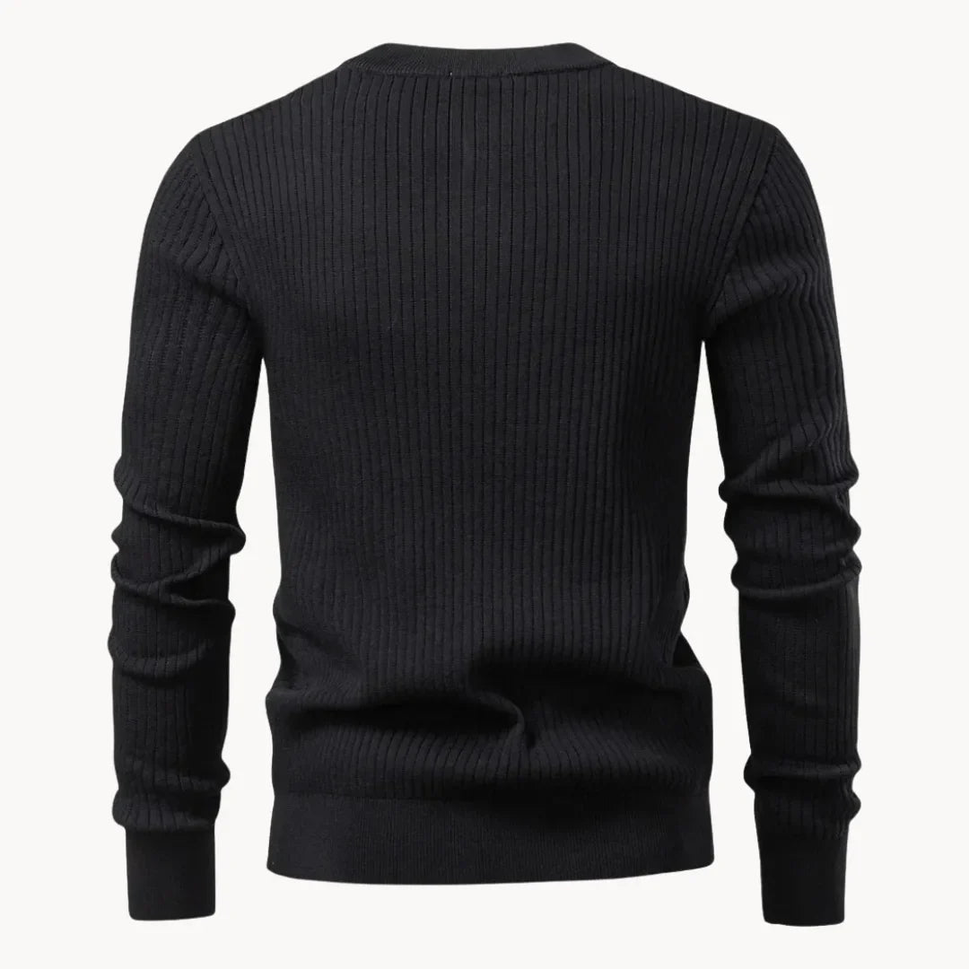 Herrenpullover mit Rundhalsausschnitt und Knopfverschluss für den täglichen Gebrauch-Velnorah