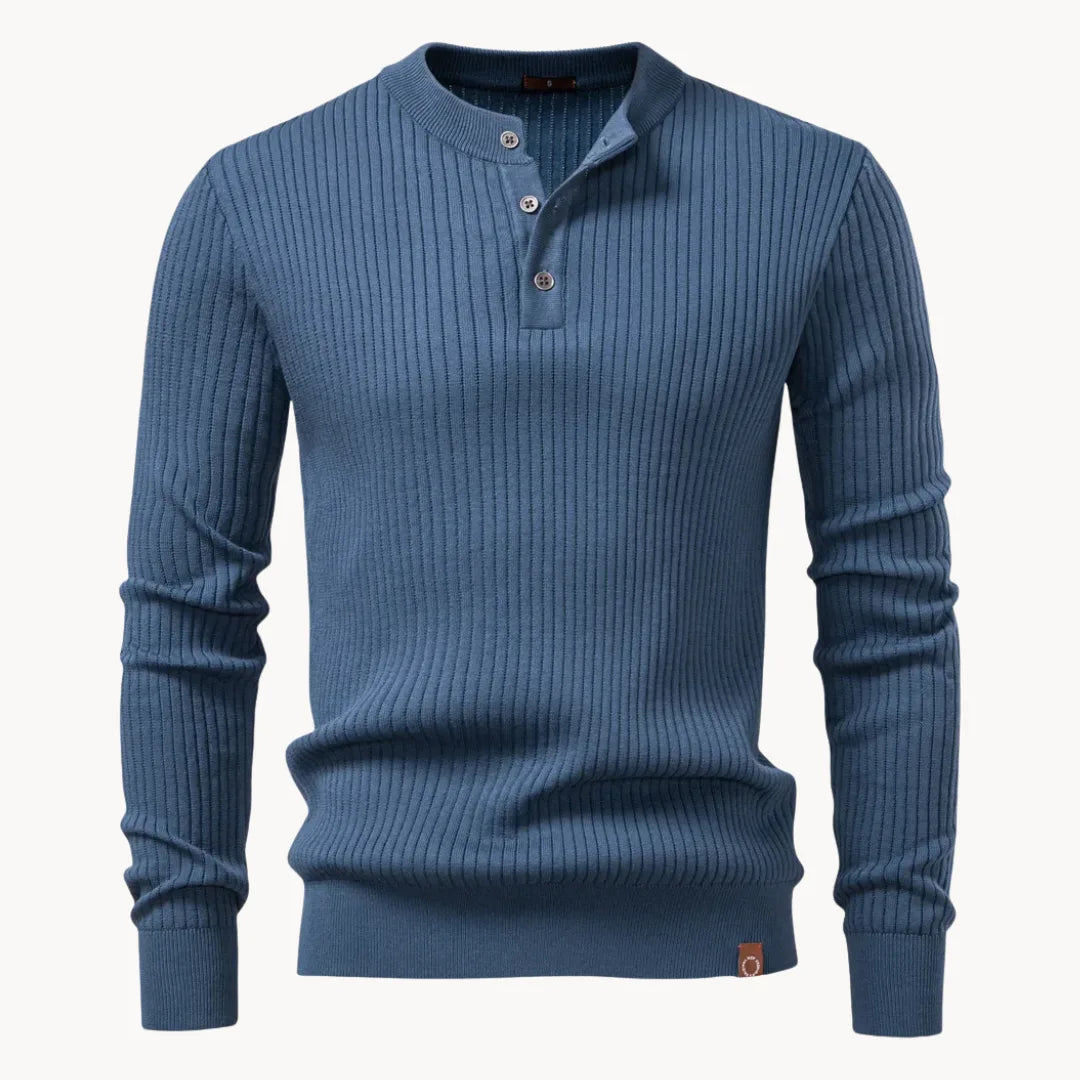 Herrenpullover mit Rundhalsausschnitt und Knopfverschluss für den täglichen Gebrauch-Velnorah