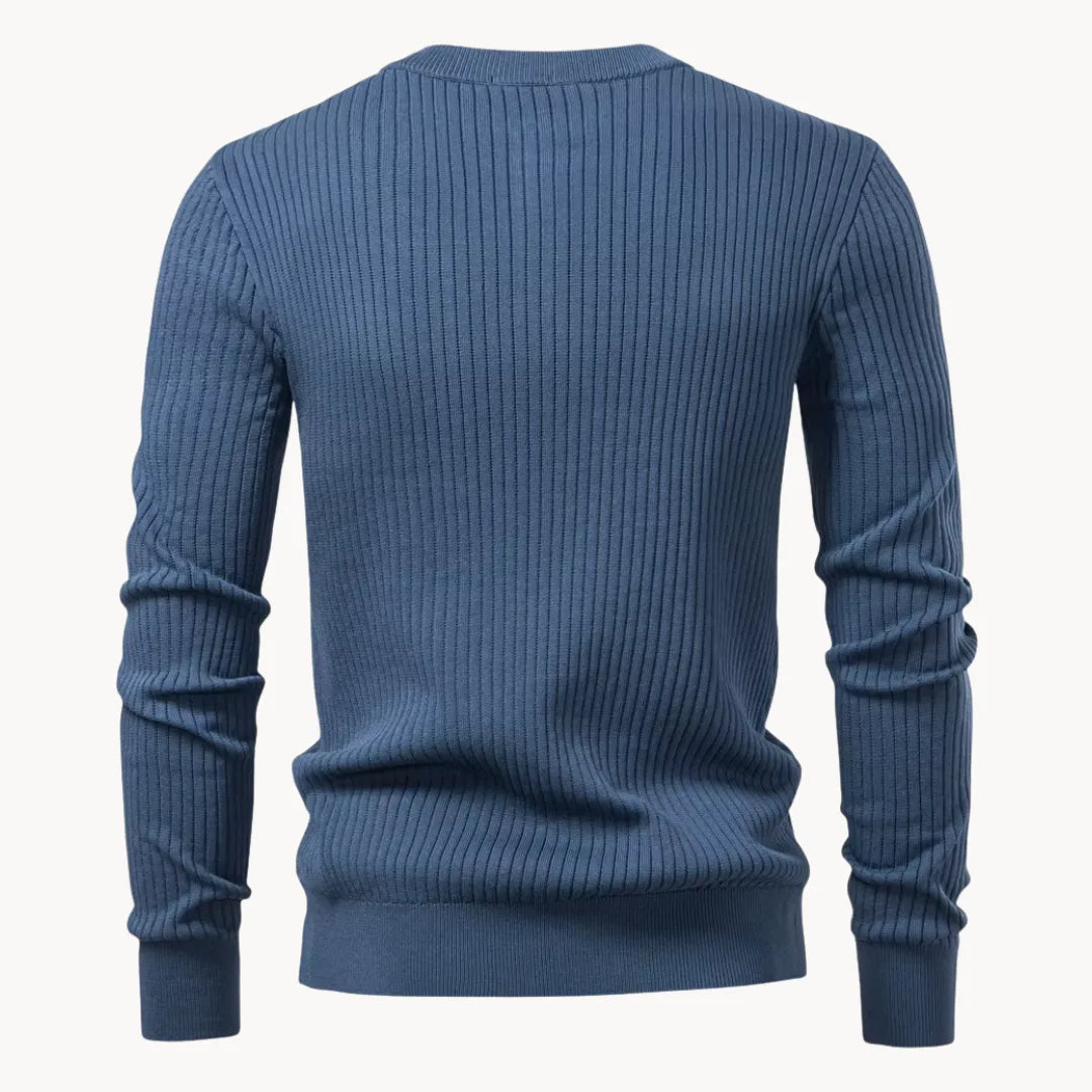 Herrenpullover mit Rundhalsausschnitt und Knopfverschluss für den täglichen Gebrauch-Velnorah