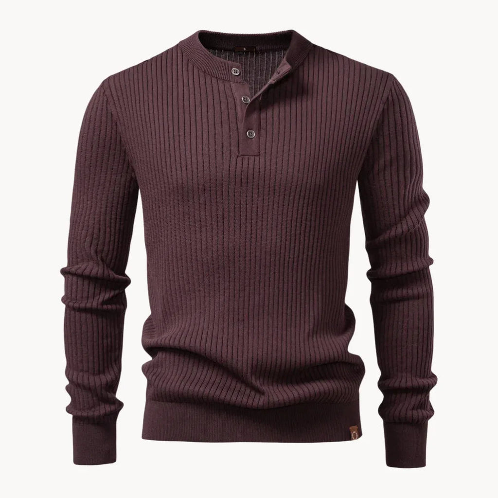 Herrenpullover mit Rundhalsausschnitt und Knopfverschluss für den täglichen Gebrauch-Velnorah