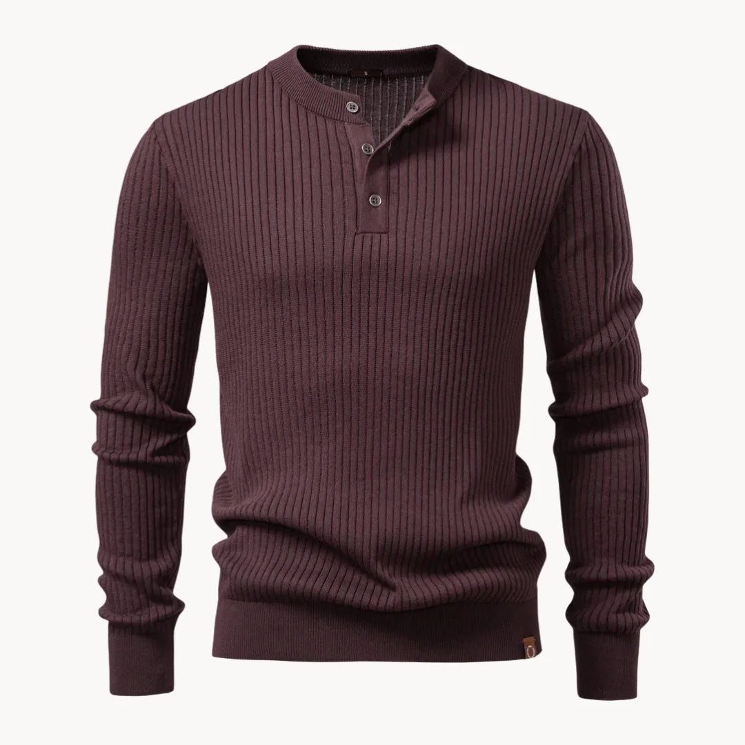 Herrenpullover mit Rundhalsausschnitt und Knopfverschluss für den täglichen Gebrauch-Velnorah