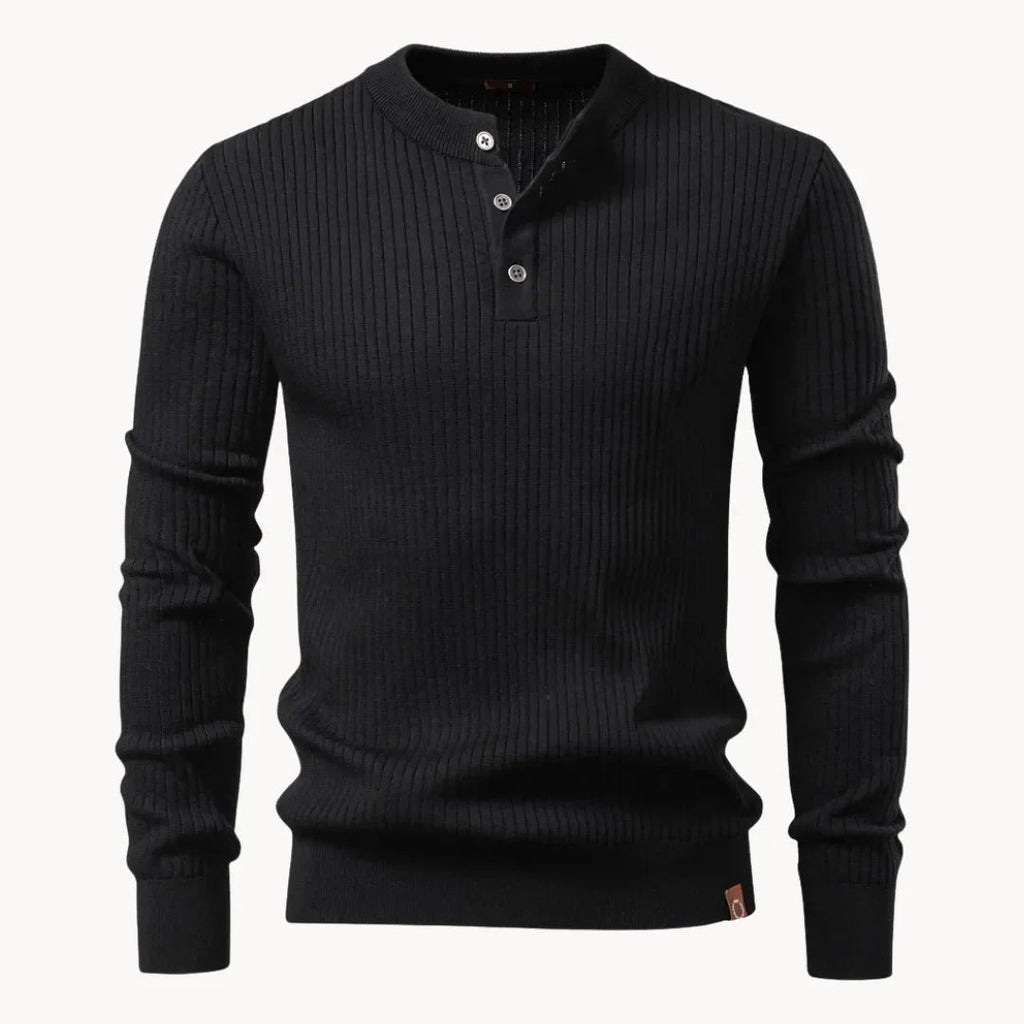 Herrenpullover mit Rundhalsausschnitt und Knopfverschluss für den täglichen Gebrauch-Velnorah