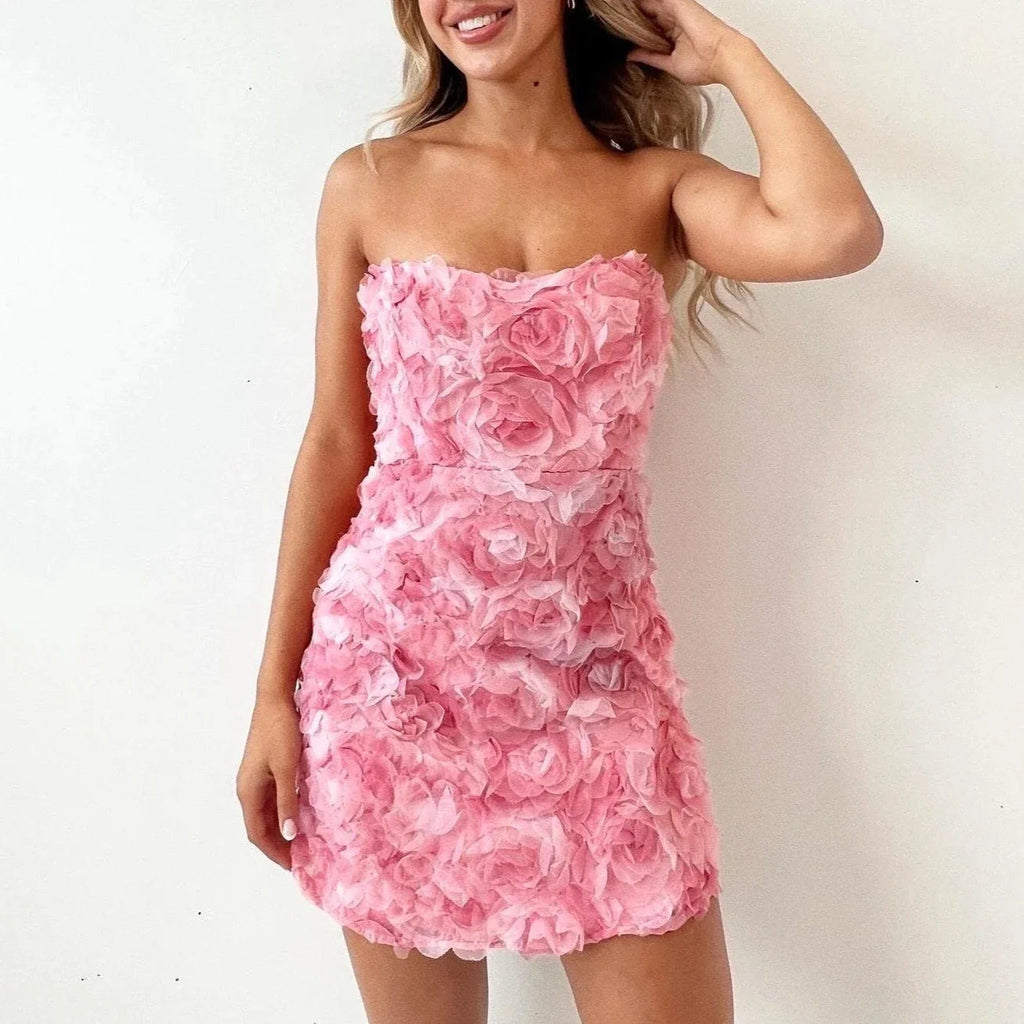 Hochtaillierte Strapless Brautkleid für Frauen mit Blumenmuster-Velnorah