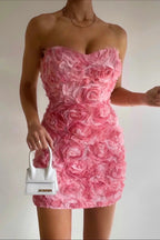 Hochtaillierte Strapless Brautkleid für Frauen mit Blumenmuster-Velnorah