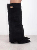 Hoge Stiefel Damen Regular Fit Leder Versteckter Absatz Modernes Design-Velnorah