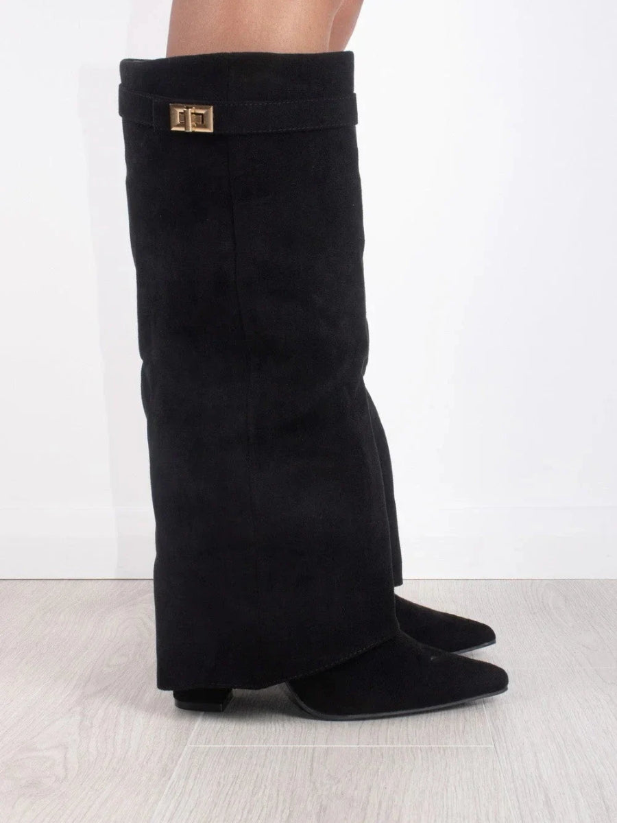 Hoge Stiefel Damen Regular Fit Leder Versteckter Absatz Modernes Design-Velnorah