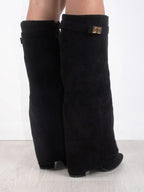 Hoge Stiefel Damen Regular Fit Leder Versteckter Absatz Modernes Design-Velnorah