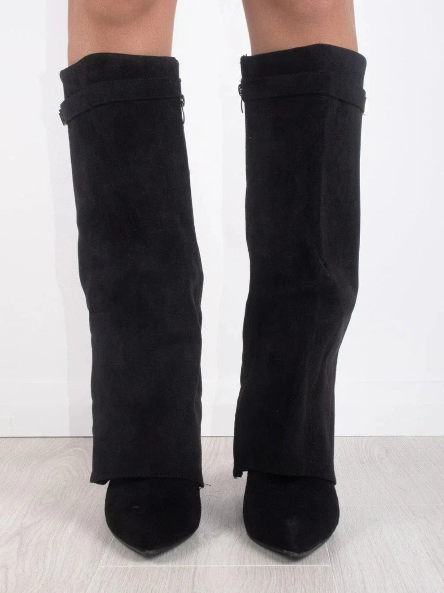 Hoge Stiefel Damen Regular Fit Leder Versteckter Absatz Modernes Design-Velnorah