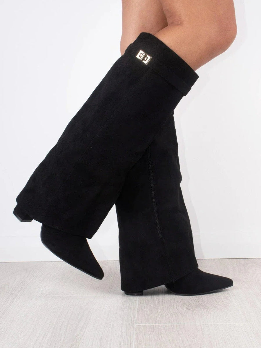 Hoge Stiefel Damen Regular Fit Leder Versteckter Absatz Modernes Design-Velnorah
