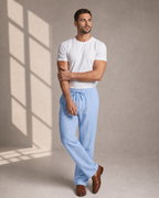 Herren Leinenhose lang mit geradem Bein und Seitentaschen