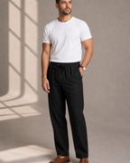 Herren Leinenhose lang mit geradem Bein und Seitentaschen