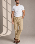 Herren Leinenhose lang mit geradem Bein und Seitentaschen