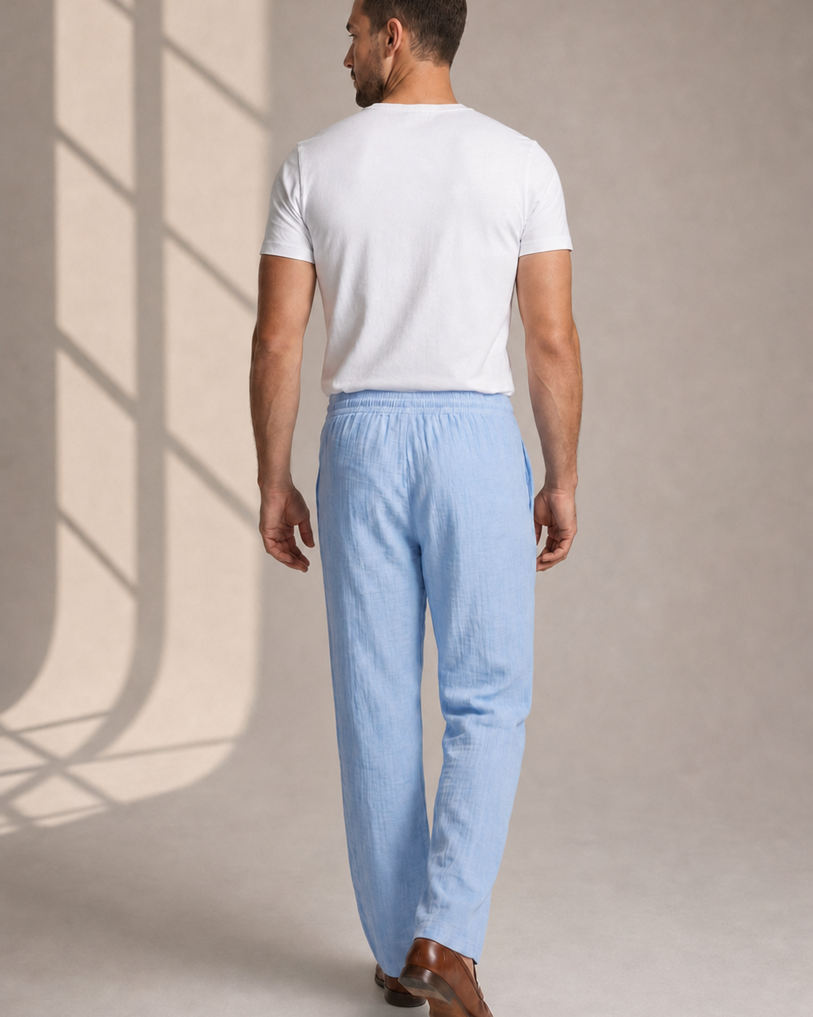 Herren Leinenhose lang mit geradem Bein und Seitentaschen