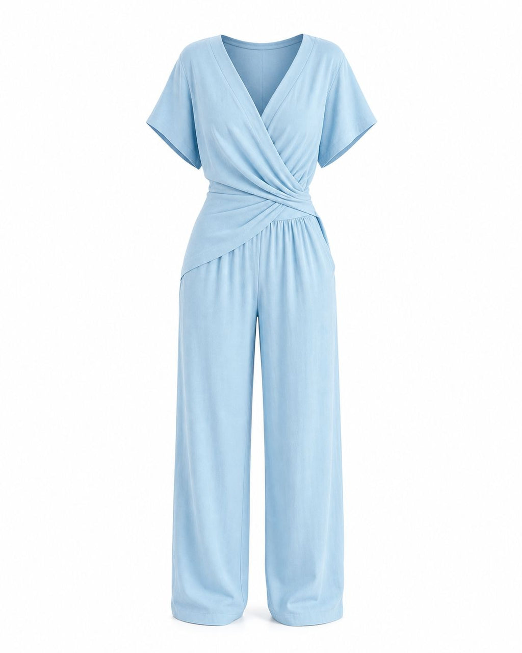 Damen Eleganter mit Wickeloptik und breiten Beinen Velnorah - invisible-mannequin-blue
