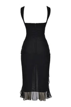 Kleid Damen Mesh Runder Hals Niedriger Rücken Mittellang Gala-Velnorah