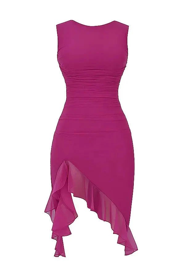 Kleid Damen Mesh Runder Hals Niedriger Rücken Mittellang Gala-Velnorah