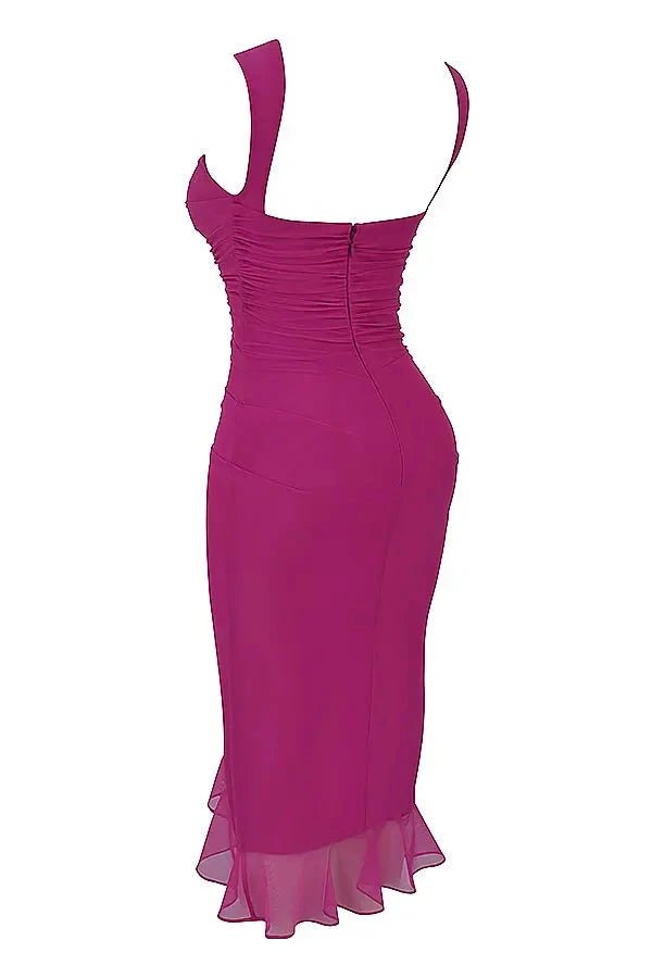 Kleid Damen Mesh Runder Hals Niedriger Rücken Mittellang Gala-Velnorah