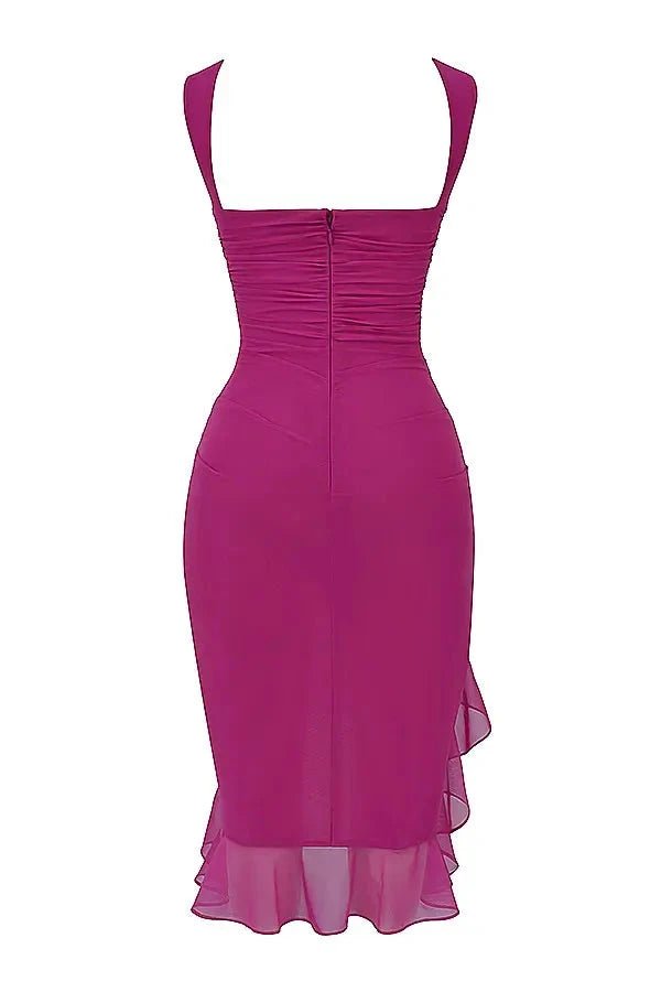 Kleid Damen Mesh Runder Hals Niedriger Rücken Mittellang Gala-Velnorah