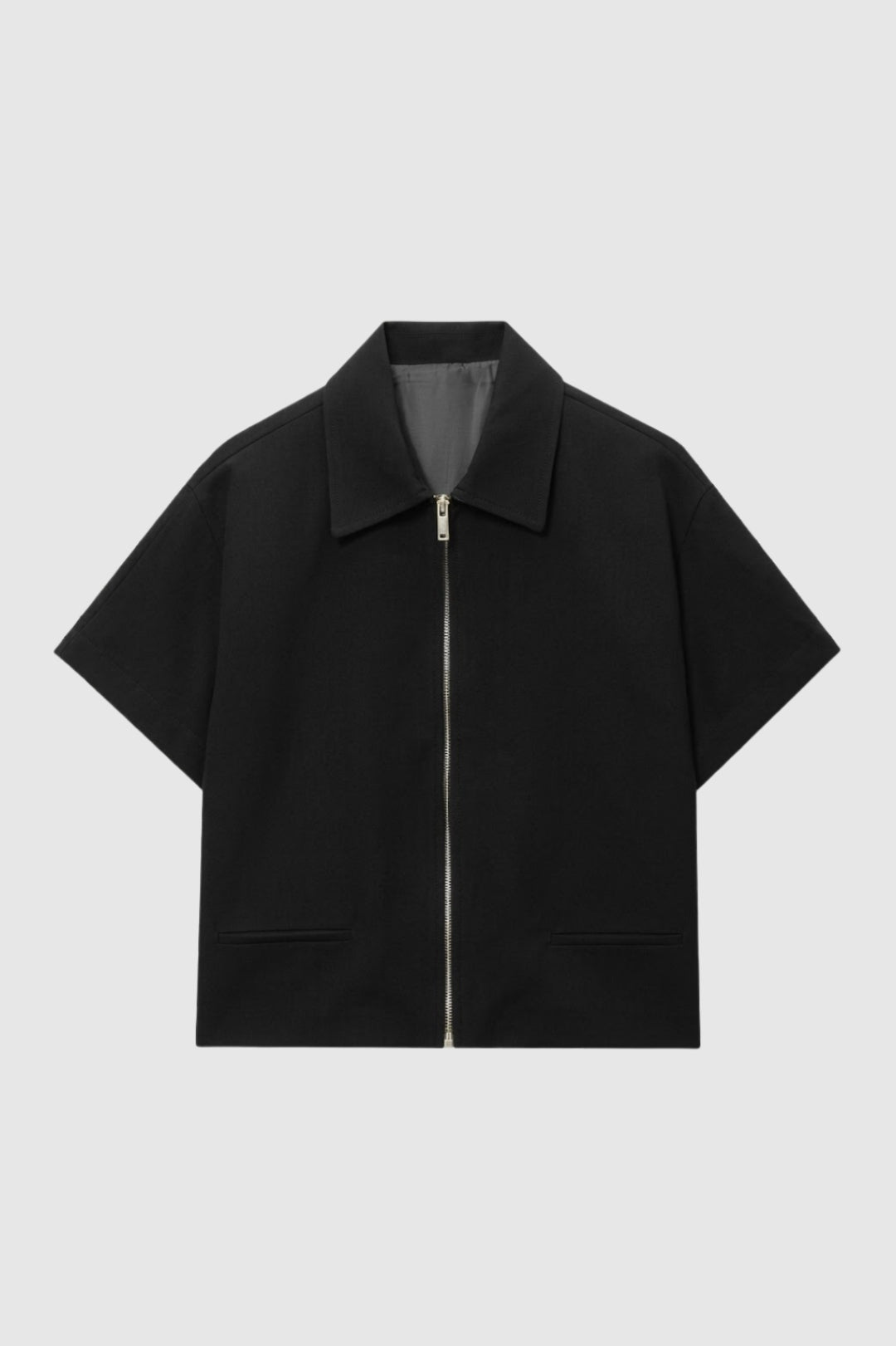 Kurze Jacke Damen Cropped Reißverschluss Revers Casual Chic-Velnorah