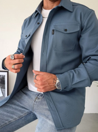 Lässige Herren Hemdjacke mit Knopfschluss und Brusttaschen-Velnorah