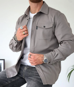 Lässige Herren Hemdjacke mit Knopfschluss und Brusttaschen-Velnorah