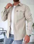 Lässige Herren Hemdjacke mit Knopfschluss und Brusttaschen-Velnorah