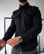 Lässige Herren Hemdjacke mit Knopfschluss und Brusttaschen-Velnorah