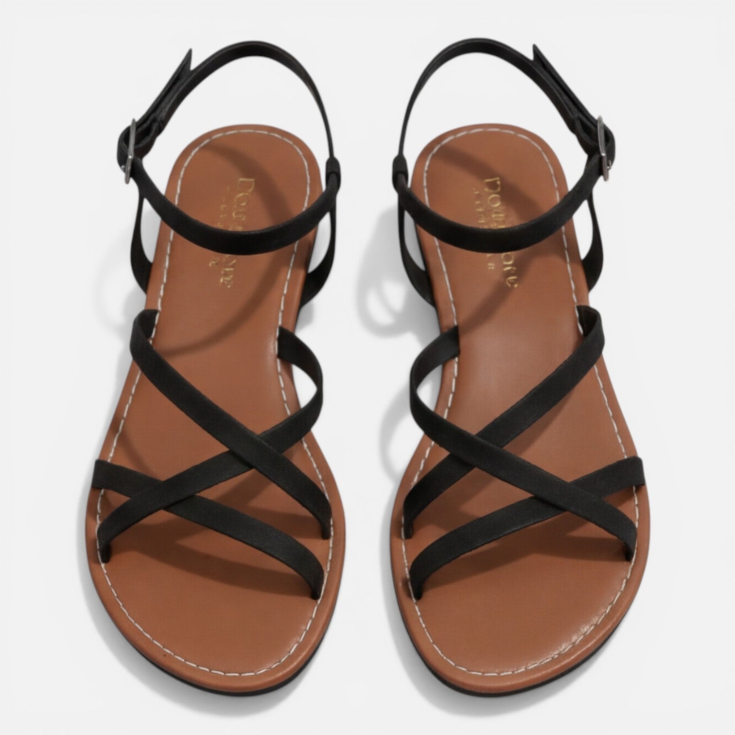 Leder Sandalen Damen Flach Mit Knöchelriemen Casual-Velnorah