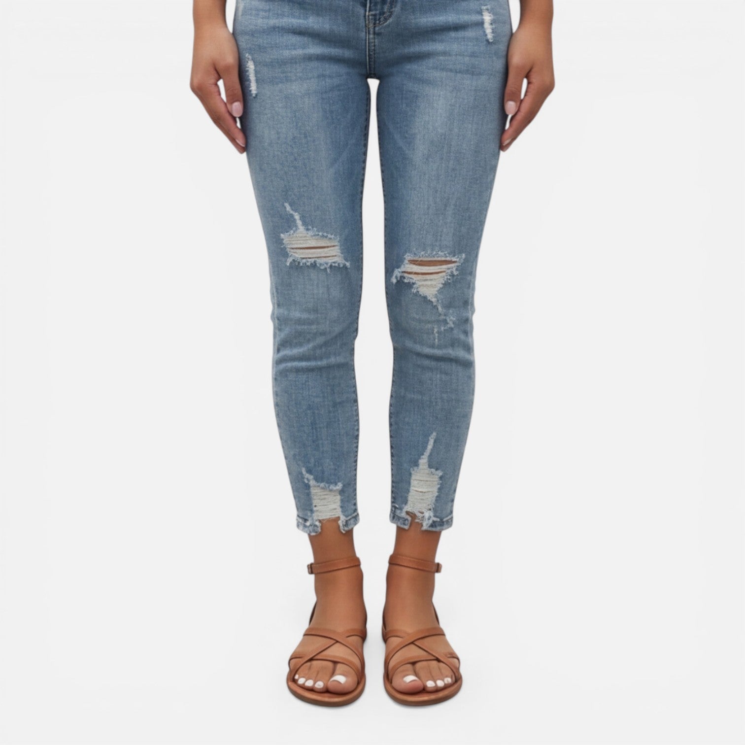 Leder Sandalen Damen Flach Mit Knöchelriemen Casual-Velnorah