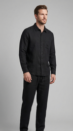 Linnen Co-Ord Set Herren Lange Ärmel Casual-Velnorah