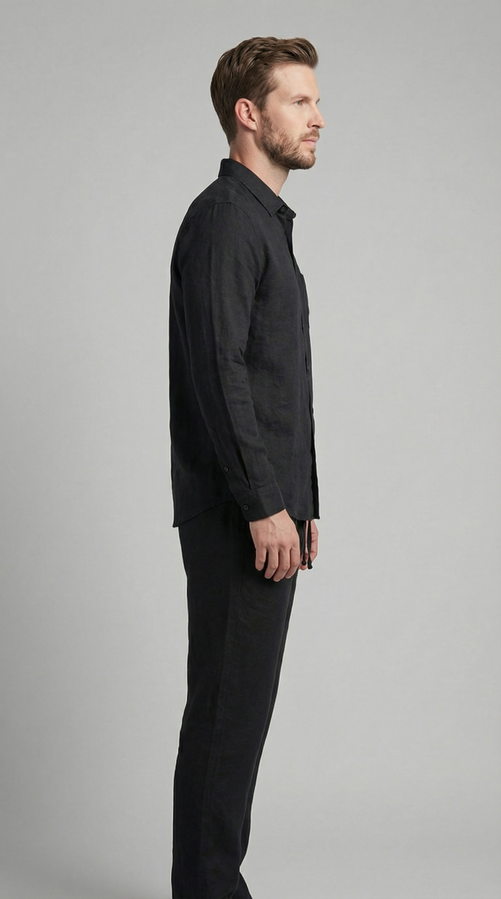 Linnen Co-Ord Set Herren Lange Ärmel Casual-Velnorah