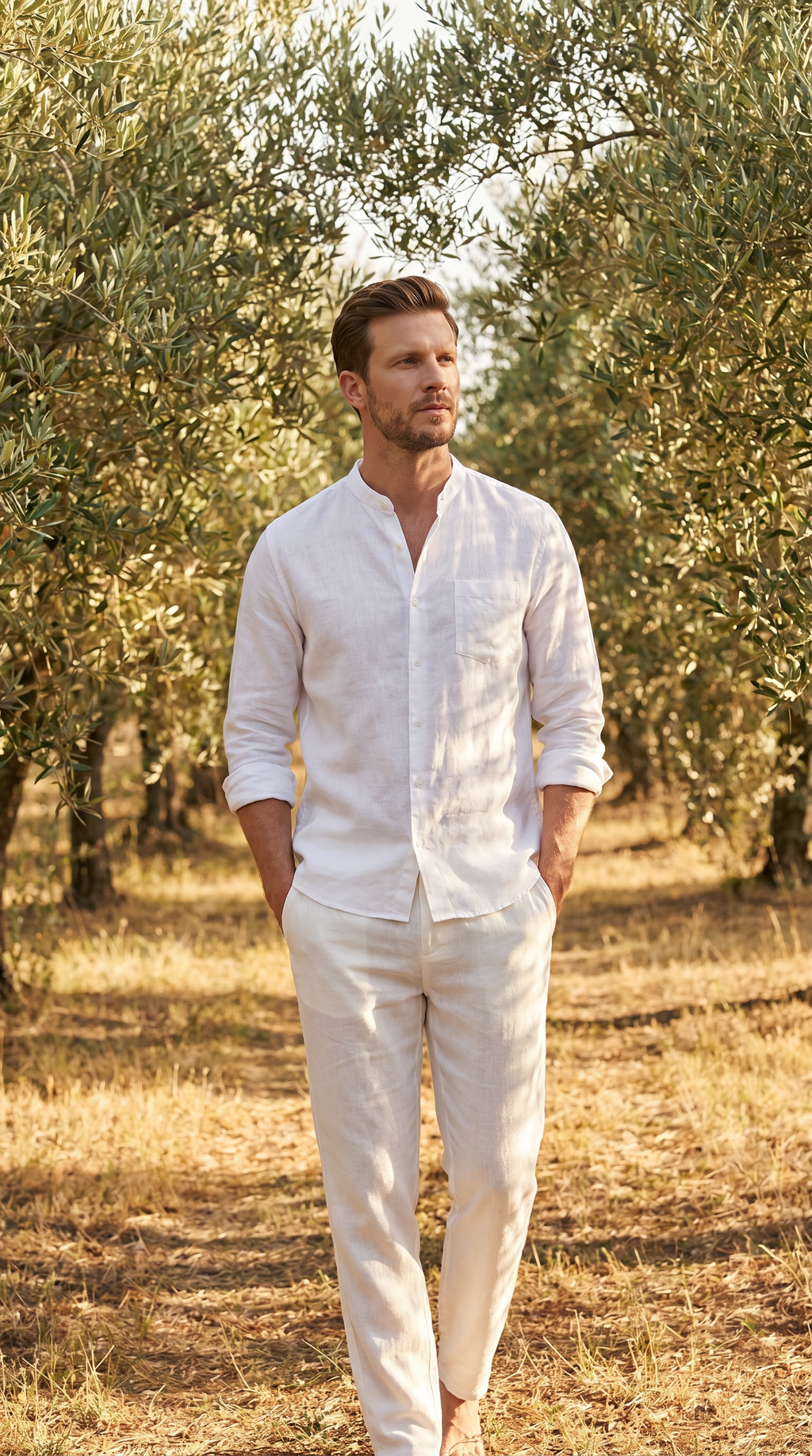 Linnen Co-Ord Set Herren Lange Ärmel Casual-Velnorah