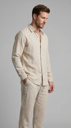 Linnen Co-Ord Set Herren Lange Ärmel Casual-Velnorah