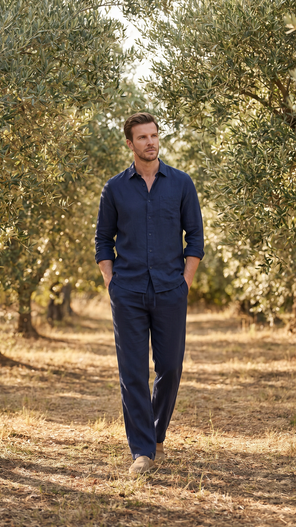 Linnen Co-Ord Set Herren Lange Ärmel Casual-Velnorah