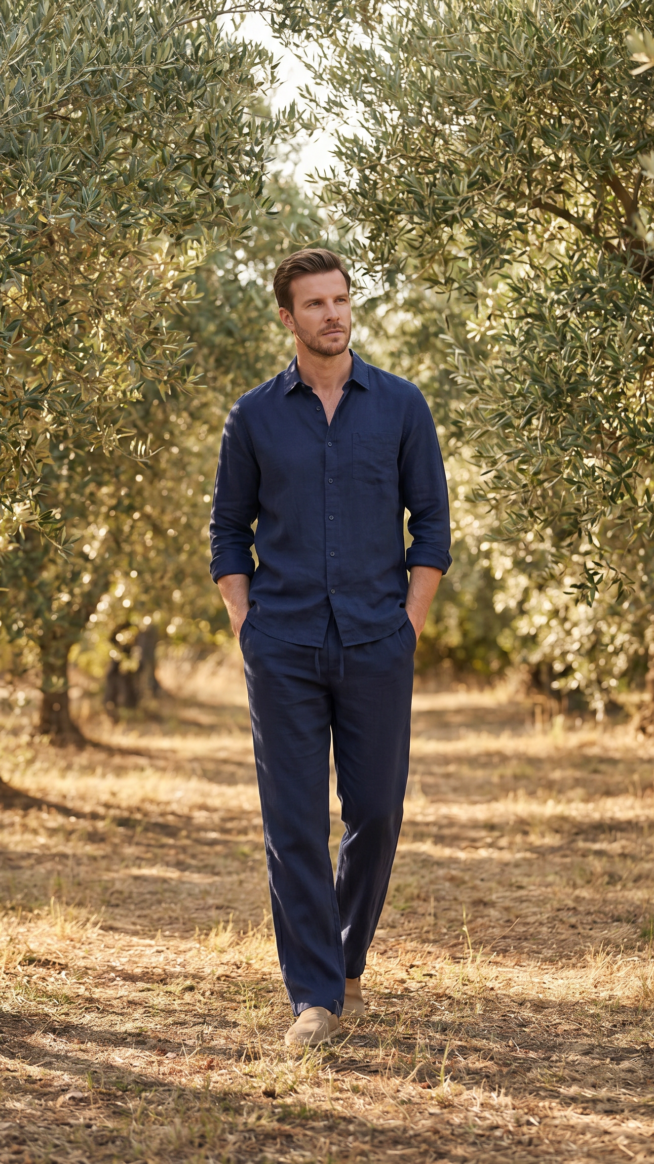 Linnen Co-Ord Set Herren Lange Ärmel Casual-Velnorah