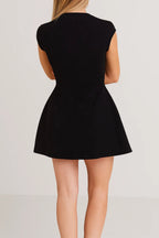 Mini Kleid Damen A-Linie Stehkragen Tailliert Casual-Velnorah
