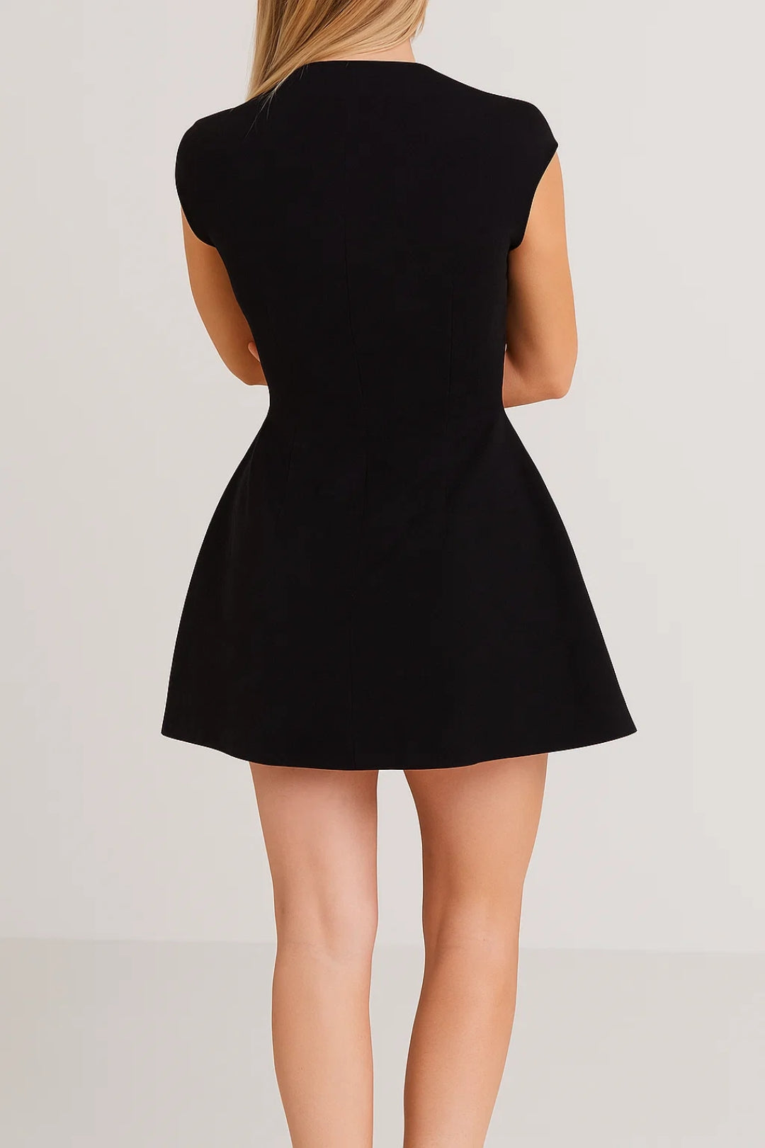 Mini Kleid Damen A-Linie Stehkragen Tailliert Casual-Velnorah