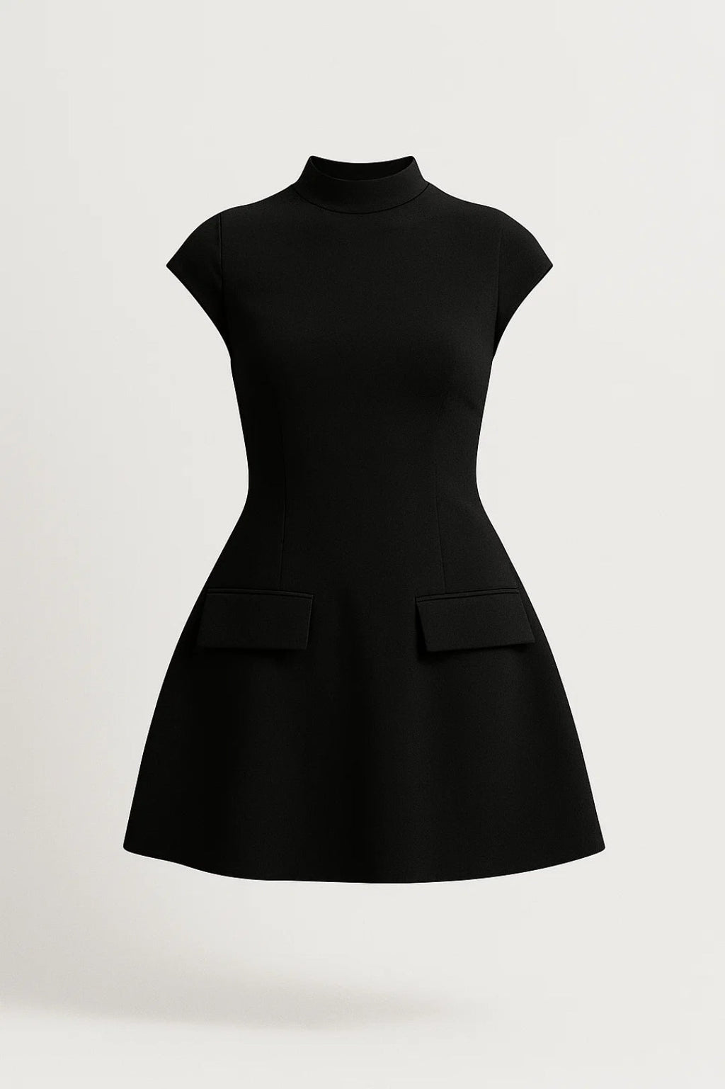 Mini Kleid Damen A-Linie Stehkragen Tailliert Casual-Velnorah