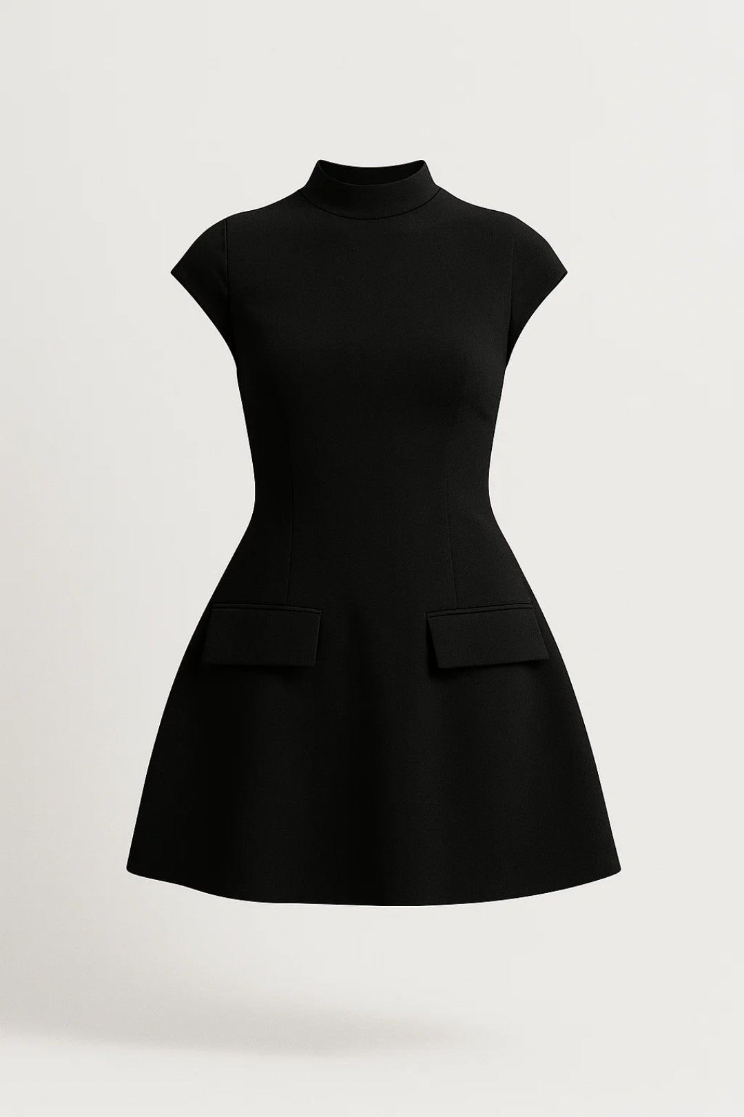 Mini Kleid Damen A-Linie Stehkragen Tailliert Casual-Velnorah