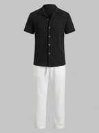 Offenes Strick-Shirt Hosen Set Herren Sommer Freizeit-Velnorah