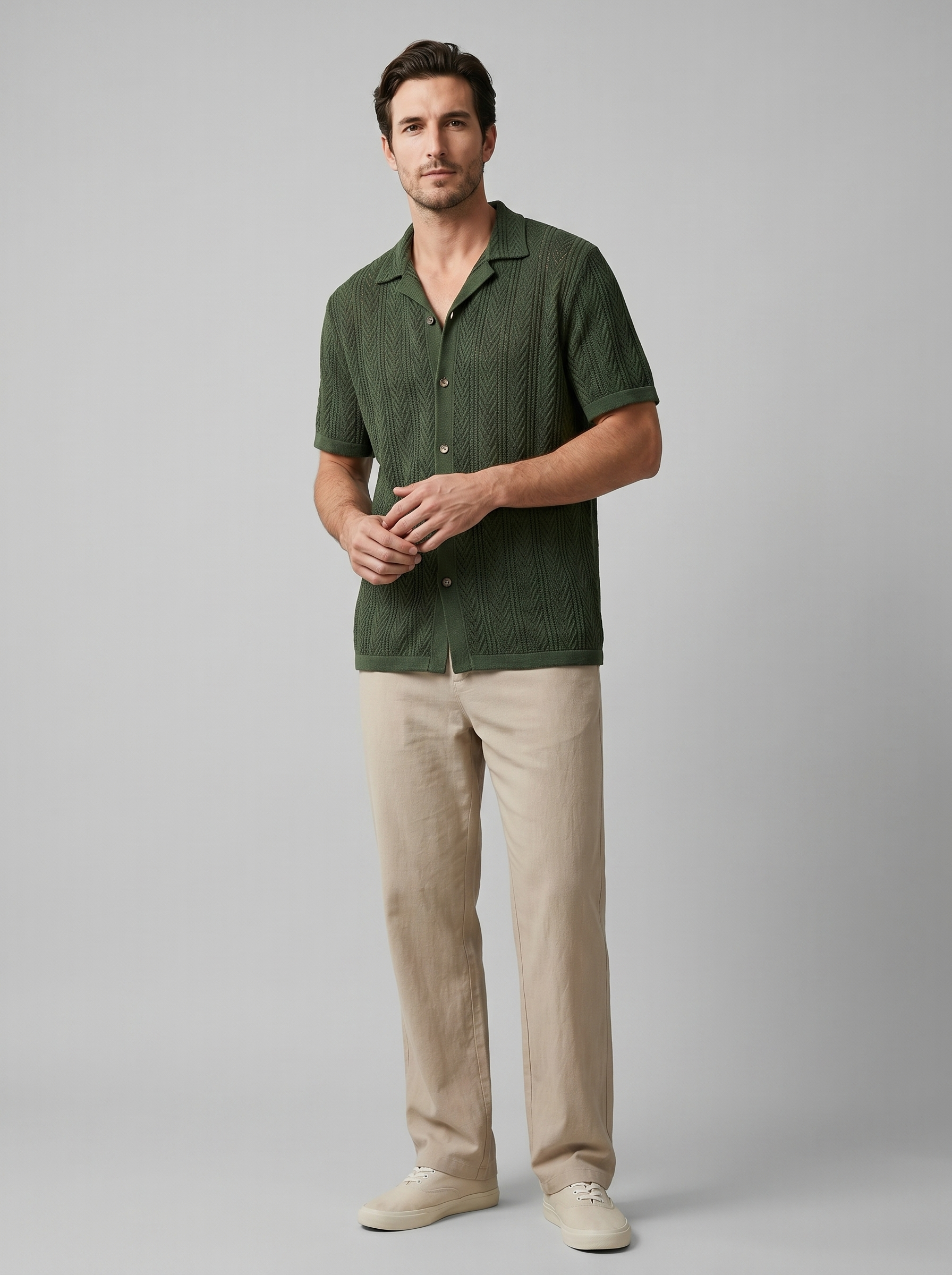 Offenes Strick-Shirt Hosen Set Herren Sommer Freizeit-Velnorah