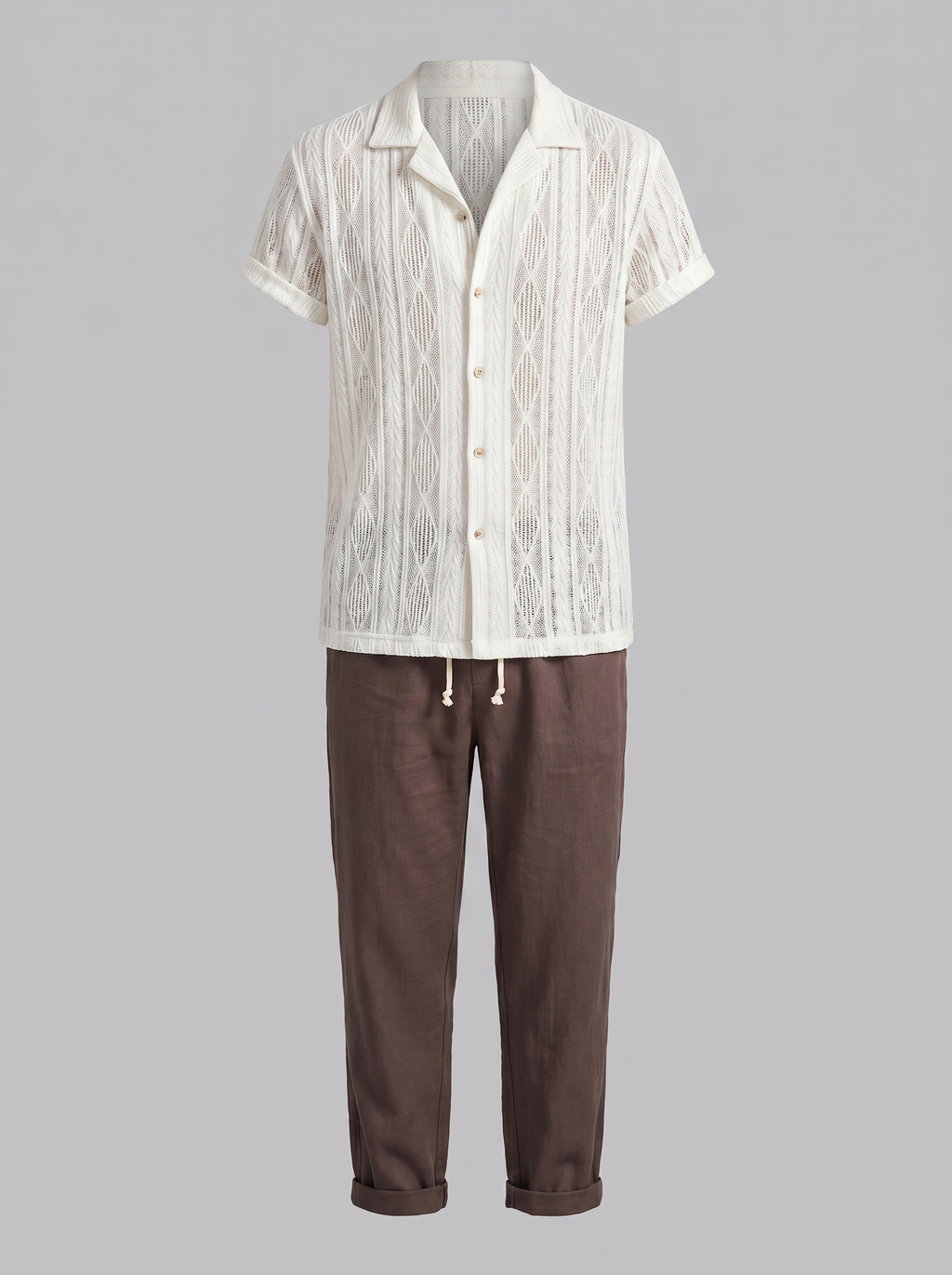 Offenes Strick-Shirt Hosen Set Herren Sommer Freizeit-Velnorah