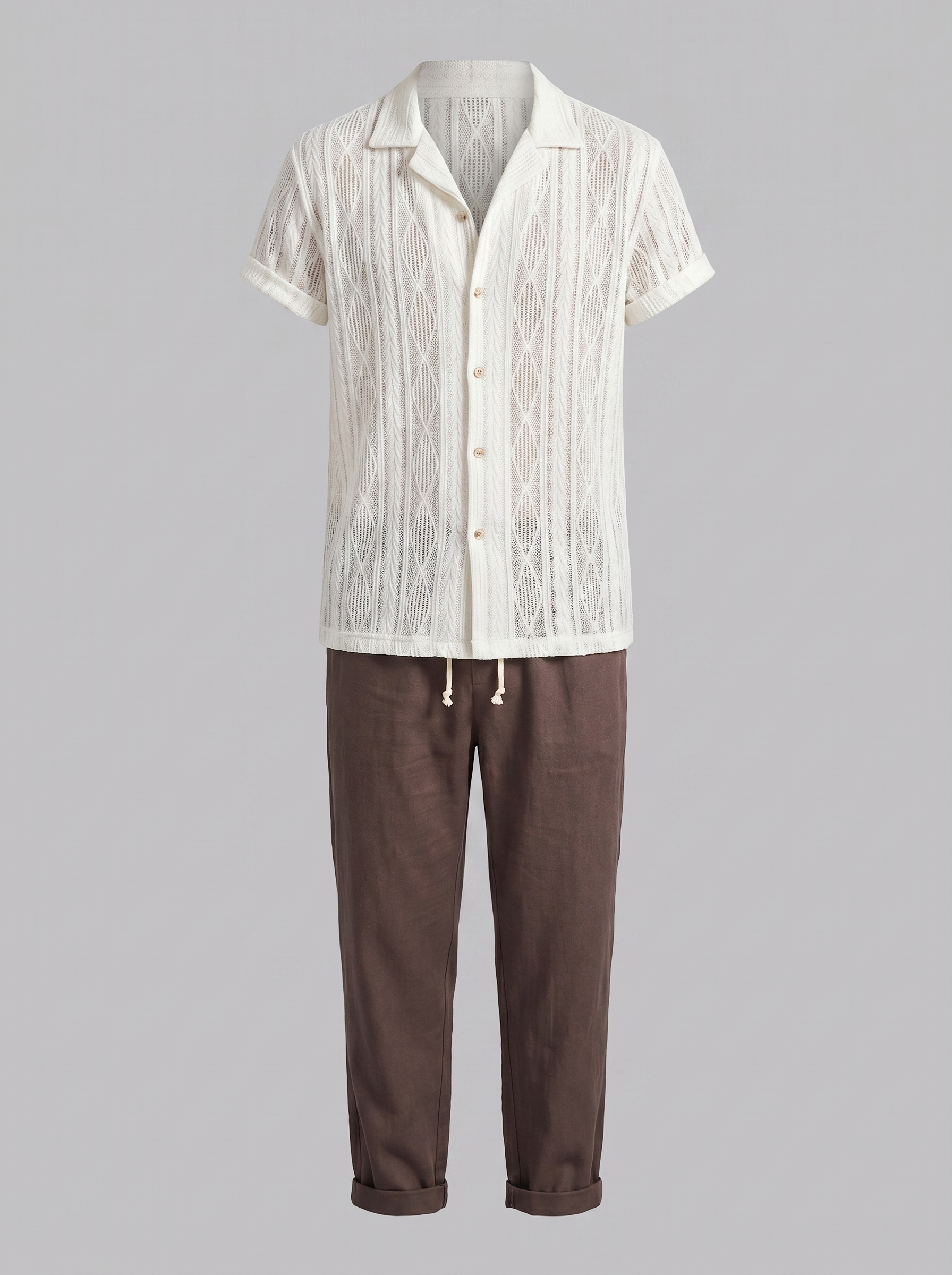 Offenes Strick-Shirt Hosen Set Herren Sommer Freizeit-Velnorah