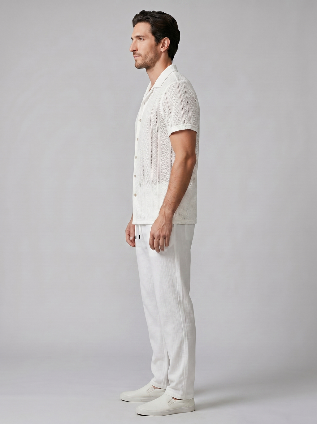Offenes Strick-Shirt Hosen Set Herren Sommer Freizeit-Velnorah