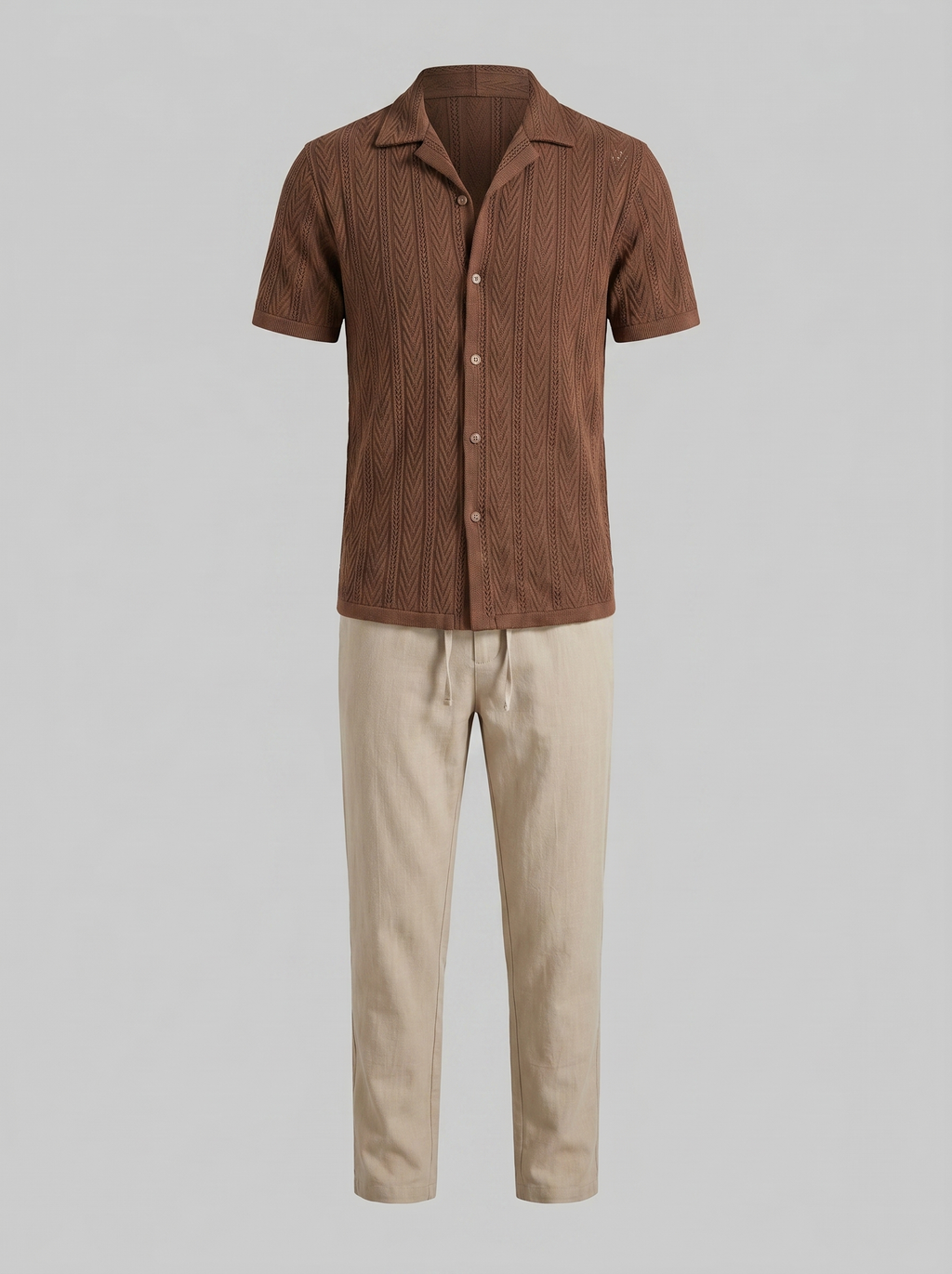 Offenes Strick-Shirt Hosen Set Herren Sommer Freizeit-Velnorah