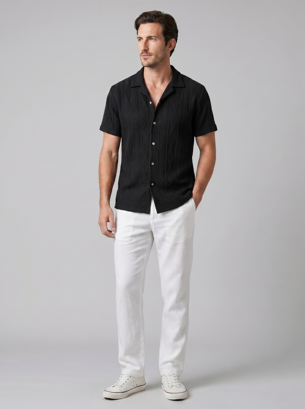 Offenes Strick-Shirt Hosen Set Herren Sommer Freizeit-Velnorah
