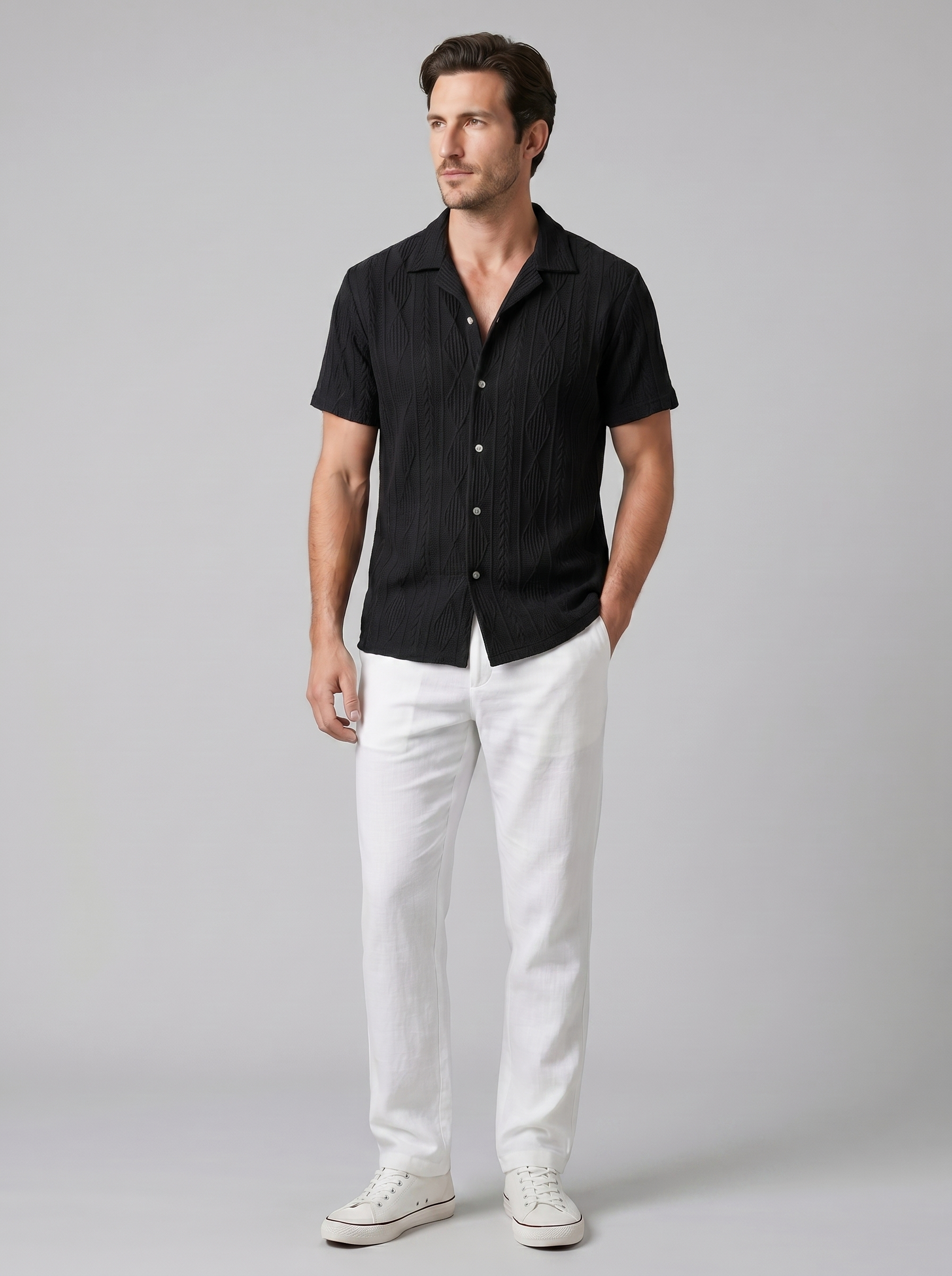 Offenes Strick-Shirt Hosen Set Herren Sommer Freizeit-Velnorah