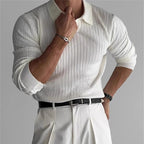 Polo Herren Lange Ärmel V-Ausschnitt Slim Fit Casual-Velnorah