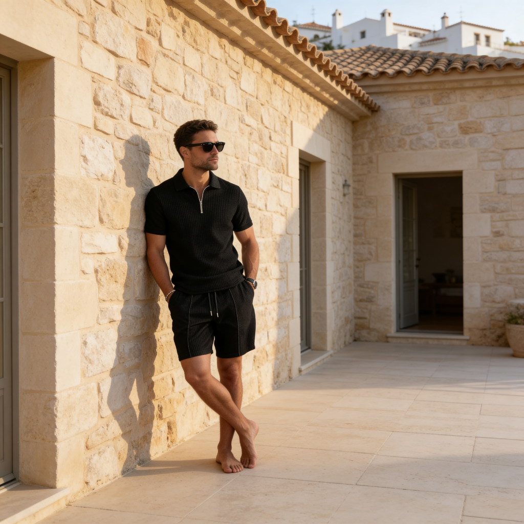 Polo-Shirt Shorts Set Herren Kurze Ärmel Sommer-Velnorah